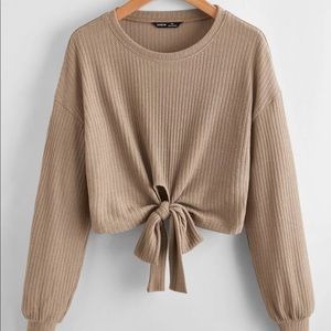 Women’s crop top front tie sweater